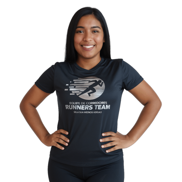 Camiseta feminina Equipe de Corredores Runner Team cor preta